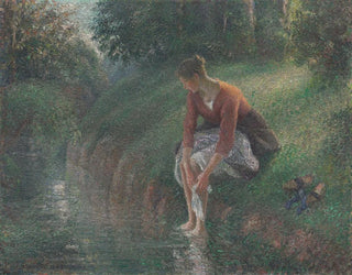 Camille Pissarro - Woman Bathing Her Feet in a Brook.webp