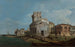 Caprice veneziano con una chiesa ovale vicino alla laguna - Canaletto — vista dell’opera