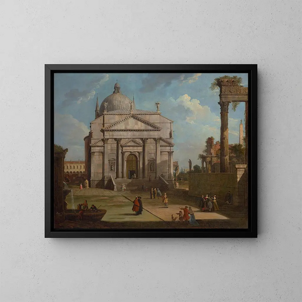 Un caprice avec l'église du Rédempteur - Canaletto — quadro incorniciato alla parete