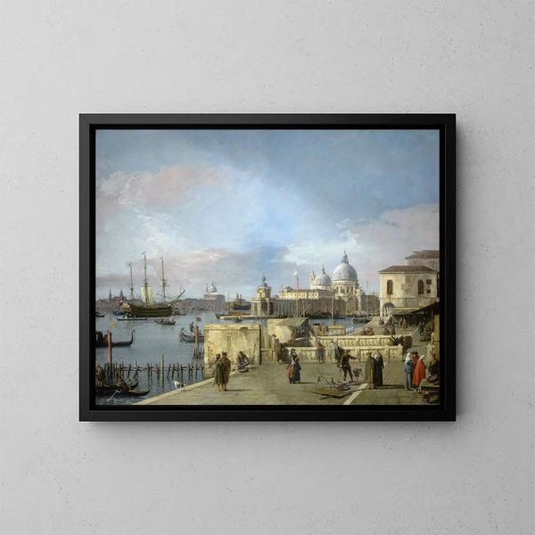 Eingang des Großen Kanals vom Molo, Venedig - Canaletto — gerahmtes Bild an der Wand