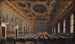 Der Doge und der Große Rat in der Sala del Maggior Consiglio - Canaletto — Ansicht des Kunstwerks