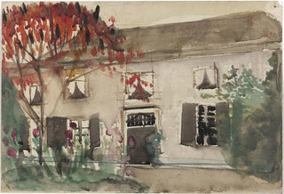 Carel Adolph Lion Cachet - Huis met voortuin en rode boom.webp
