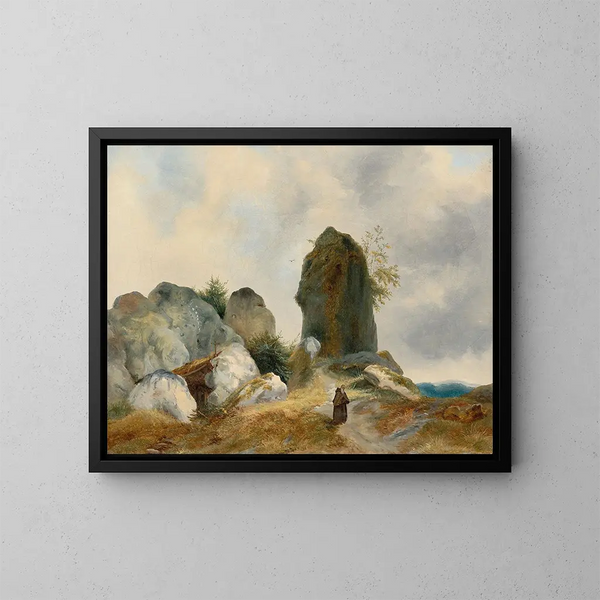 Ermite dans un paysage rocheux - Carl Blechen — quadro incorniciato alla parete