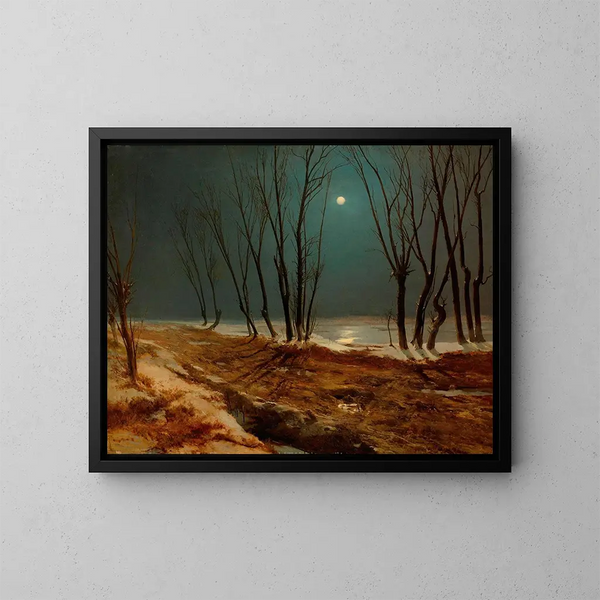 Paesaggio invernale al chiaro di luna - Carl Blechen — quadro incorniciato alla parete