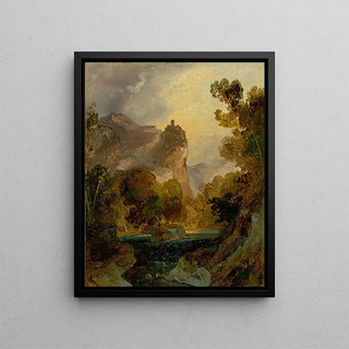 Carl Blechen - View of a river valley in the mountains with a castle on a high rock.webp