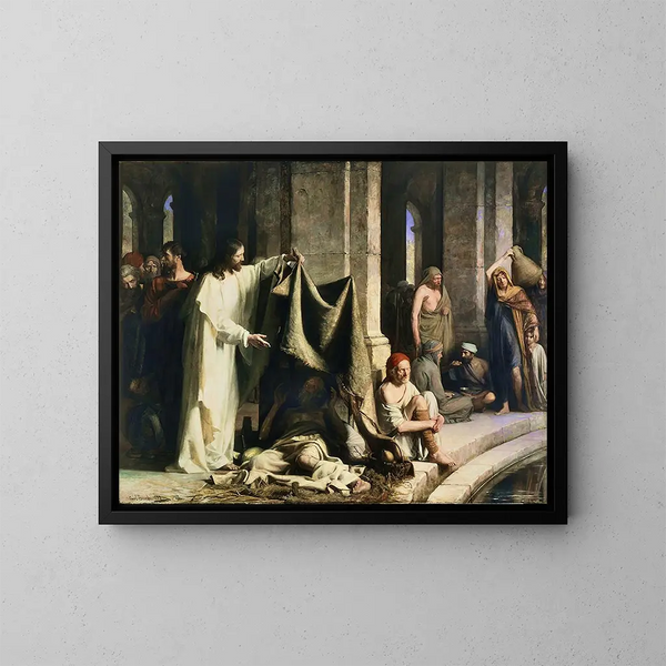 Der Christus, der am Teich Bethesda heilt - Carl Bloch — gerahmtes Bild an der Wand