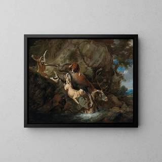 Carl Borromus Andreas Ruthart - Dogs attacking a stag.webp