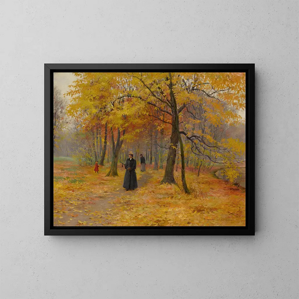 Eine Herbstspaziergang im Wald - Carl Carlsen — gerahmtes Bild an der Wand
