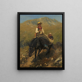 Carl Diethelm Meyer - Woman of the Valais with Two Children on a Mule.webp