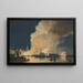 Incendio notturno a Christianshavn lato porto di Copenaghen - Carl Frederik Sørensen — quadro incorniciato alla parete