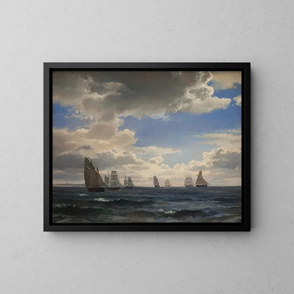 Bateaux à voile dans le Sound au sud de Kronborg - Carl Frederik Sørensen — gerahmtes Bild an der Wand