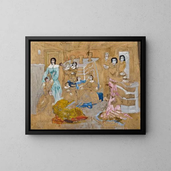 Figuren auf einem goldenen Hintergrund - Carl Fredrik Hill — gerahmtes Bild an der Wand