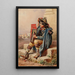 Ein italienischer Junge mit einem Harmonika in einer italienischen Landschaft mit Ruinen - Carl Goebel — gerahmtes Bild an der Wand