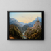 Landschaft mit Berg, Flusstal und Abtei im Abendlicht - Carl Gustav Carus — gerahmtes Bild an der Wand