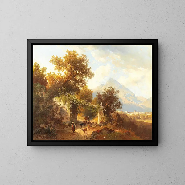 Vista di Varrone con il monte Saint-Martin nella valle del Sarca, Alto Adige - Carl Hasch — quadro incorniciato alla parete