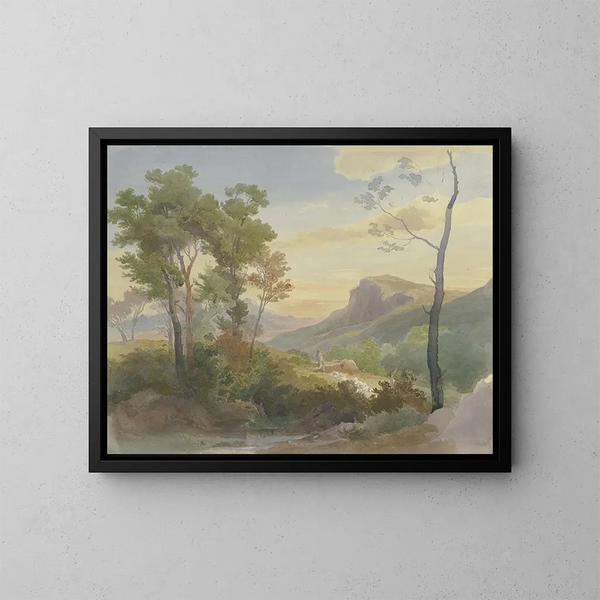 italienische Berglandschaft - Carl Hummel — gerahmtes Bild an der Wand