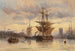 Segelboote in einem Hafen - Carl Joseph Kuwasseg — Ansicht des Kunstwerks