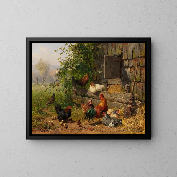 Cour de poules - Carl Jutz — quadro incorniciato alla parete