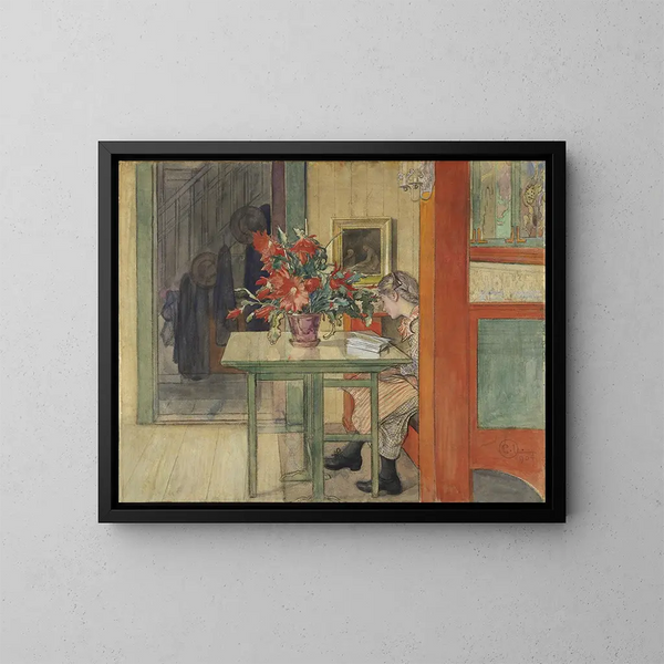 Lisbeth liest - Carl Larsson — gerahmtes Bild an der Wand