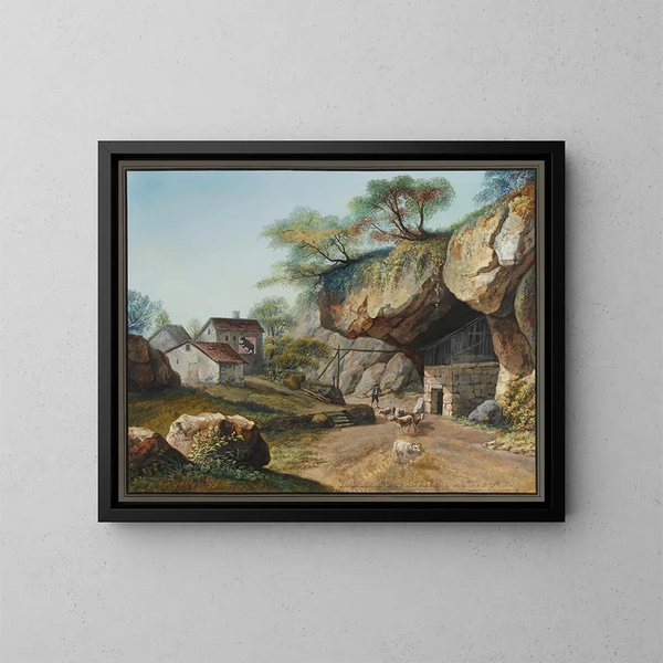 Grenzgebiet des Kantons Bern und des Wallis in der Nähe der Brücke von Saint-Maurice - Carl Ludwig Hackert — gerahmtes Bild an der Wand