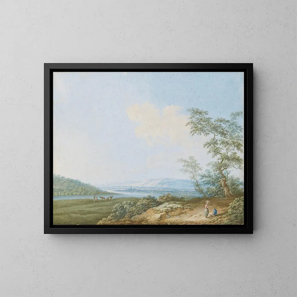 Landschaft mit einem Fluss - Carl Ludwig Hackert — gerahmtes Bild an der Wand