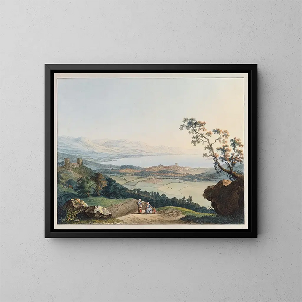 Vue de Genève prise depuis Saconex en Savoie - Carl Ludwig Hackert — gerahmtes Bild an der Wand
