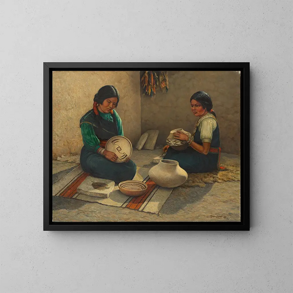 Pittori di ceramiche hopi - Carl Moon — quadro incorniciato alla parete