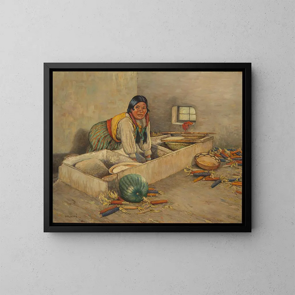 Donna hopi aderente di mais - Carl Moon — quadro incorniciato alla parete
