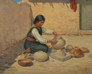 Carl Moon - Hopi Woman Making Pottery.webp