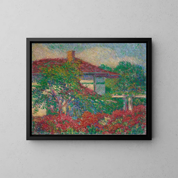 Paesaggio con edificio dal tetto rosso - Carl Newman — quadro incorniciato alla parete