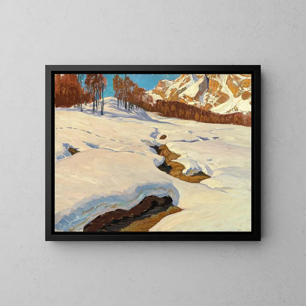 Alpenwinter-Gemälde - Carl O'Lynch de Town — gerahmtes Bild an der Wand