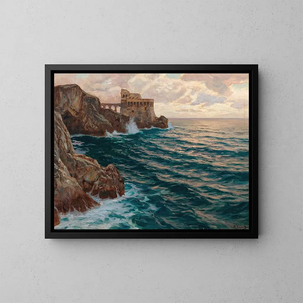 Rupture de mer avec château - Carl O'Lynch de Town — gerahmtes Bild an der Wand