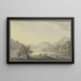 See in den Bergen mit einer Weide im Vordergrund und zwei Kühen - Carl Philipp Schallhas — gerahmtes Bild an der Wand