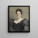 Portrait of a lady in a black dress with ruffles - Carl Probst — framed artwork on a wall