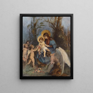 Carl Rahl - A Wreath Of Flowers For The Baby Jesus.webp