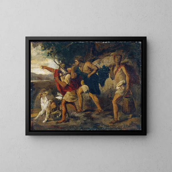Die Entdecker mit den Trauben - Carl Rahl — gerahmtes Bild an der Wand