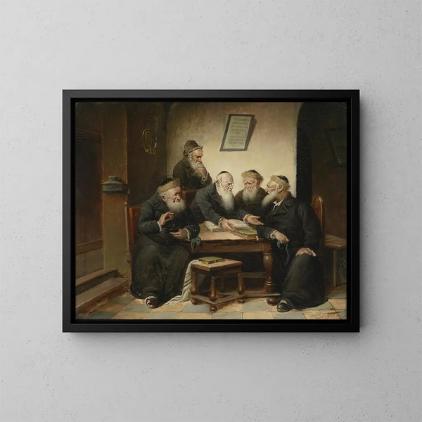 Bei dem Rabbi - Carl Schleicher — gerahmtes Bild an der Wand