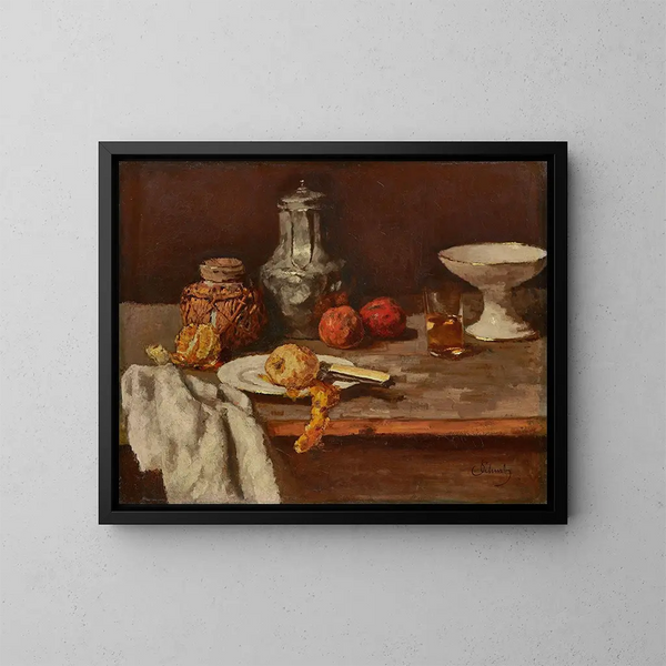 Ingwer-Topf mit Orangenscheibe - Carl Schuch — gerahmtes Bild an der Wand