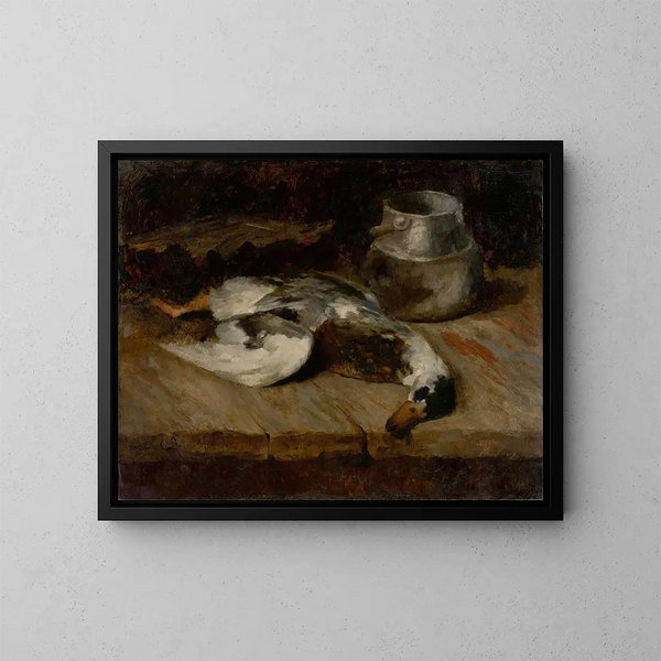 Wildente und Blechdose - Carl Schuch — gerahmtes Bild an der Wand