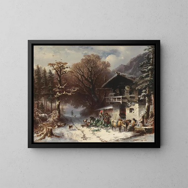 Nach einer erfolgreichen Jagd - Carl Schweninger — gerahmtes Bild an der Wand