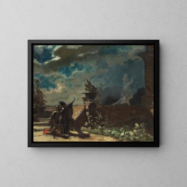 Hamlet e il fantasma di suo padre - Carl Spitzweg — quadro incorniciato alla parete