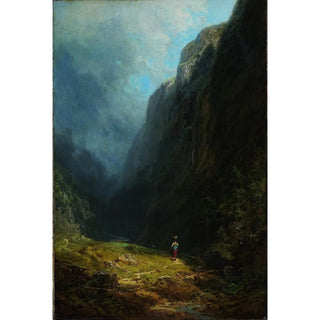 Carl Spitzweg - In the Alpine High Valley Landscape with Mt Wendelstein.webp