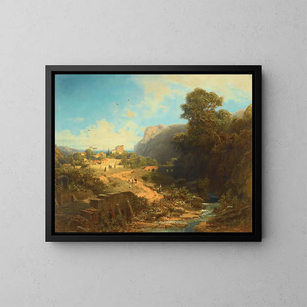 Italienisches Landschaftsgemälde - Carl Spitzweg — gerahmtes Bild an der Wand