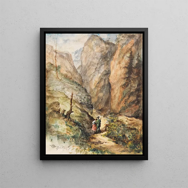 Jäger und Mädchen - Carl Spitzweg — gerahmtes Bild an der Wand
