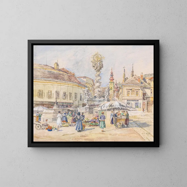 Säule der Heiligen Dreifaltigkeit in Mödling - Carl Weiss — gerahmtes Bild an der Wand