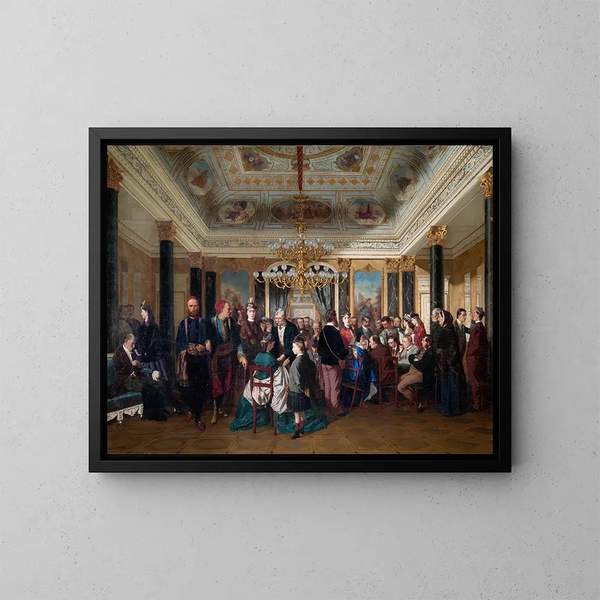 Una sala giochi a Wiesbaden - Carl d'Unker — quadro incorniciato alla parete
