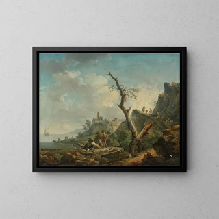 Carlo Bonavia - A River Landscape With Figures Reclining In The Foreground.webp