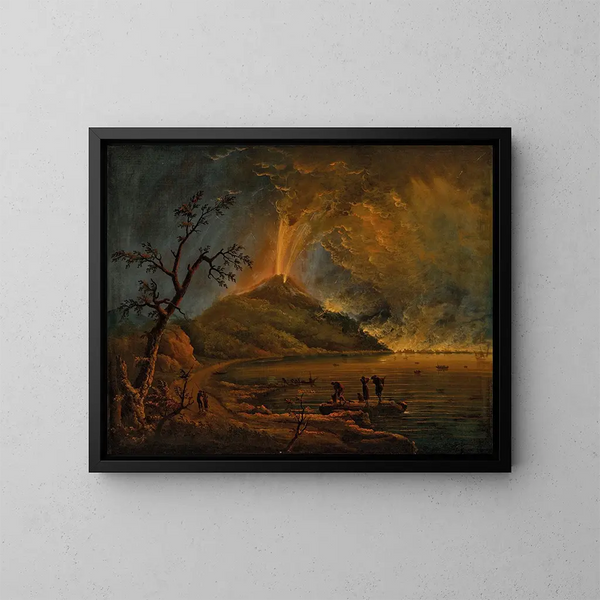 eines Vulkans im Ausbruch bei Nacht, wahrscheinlich der Ätna - Carlo Bonavia — gerahmtes Bild an der Wand