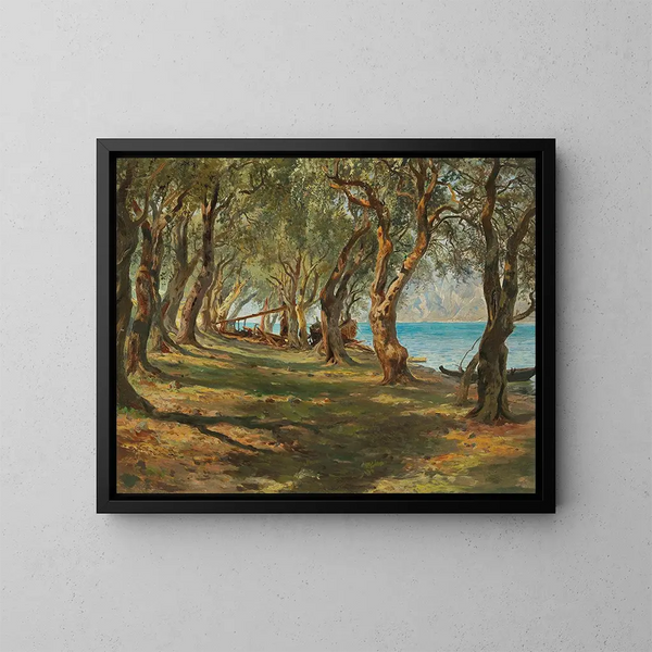 Olive grove am Gardasee - Carlo Brioschi — gerahmtes Bild an der Wand