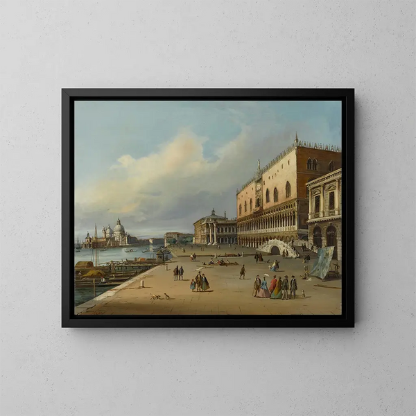 Venezia, vista della Riva degli Schiavoni in direzione della Dogana e di Santa Maria della Salute - Carlo Grubacs — quadro incorniciato alla parete